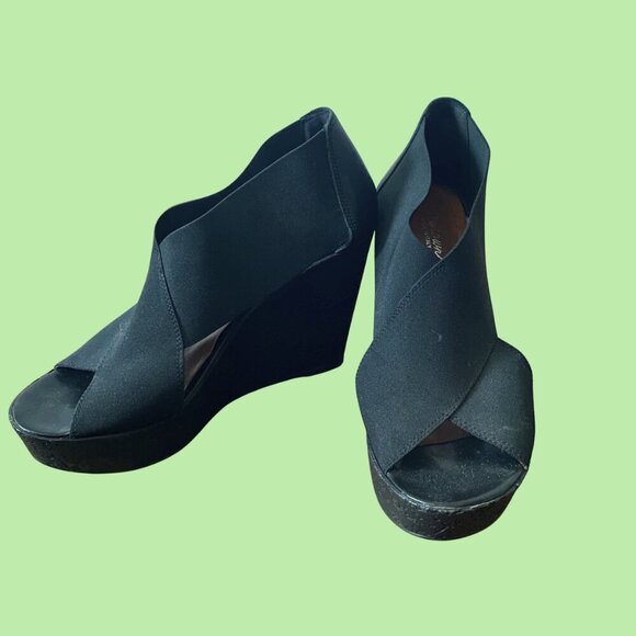 Luxe Italian Made Browns Wedge Sandals - Size 8.5 - Picture 2 of 6